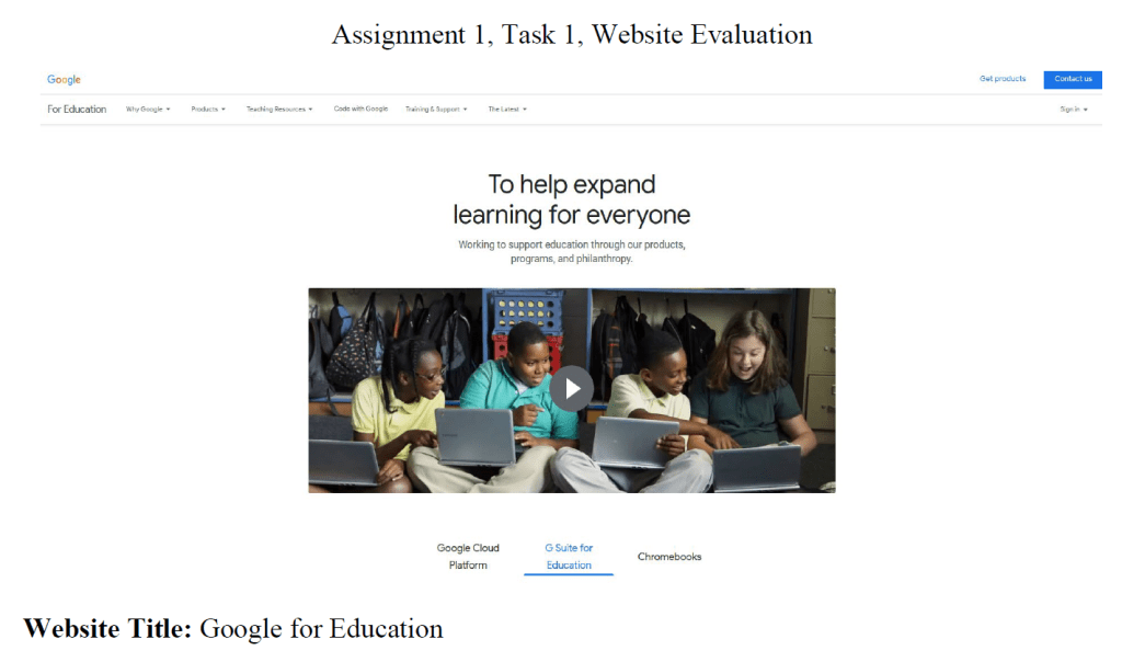 Link to website evaluation